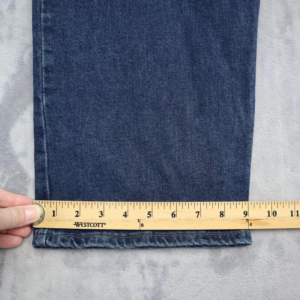 Wrangler Jeans Pants Mens 44x29 Blue High Waist Relaxed Fit Straight Cut Denim